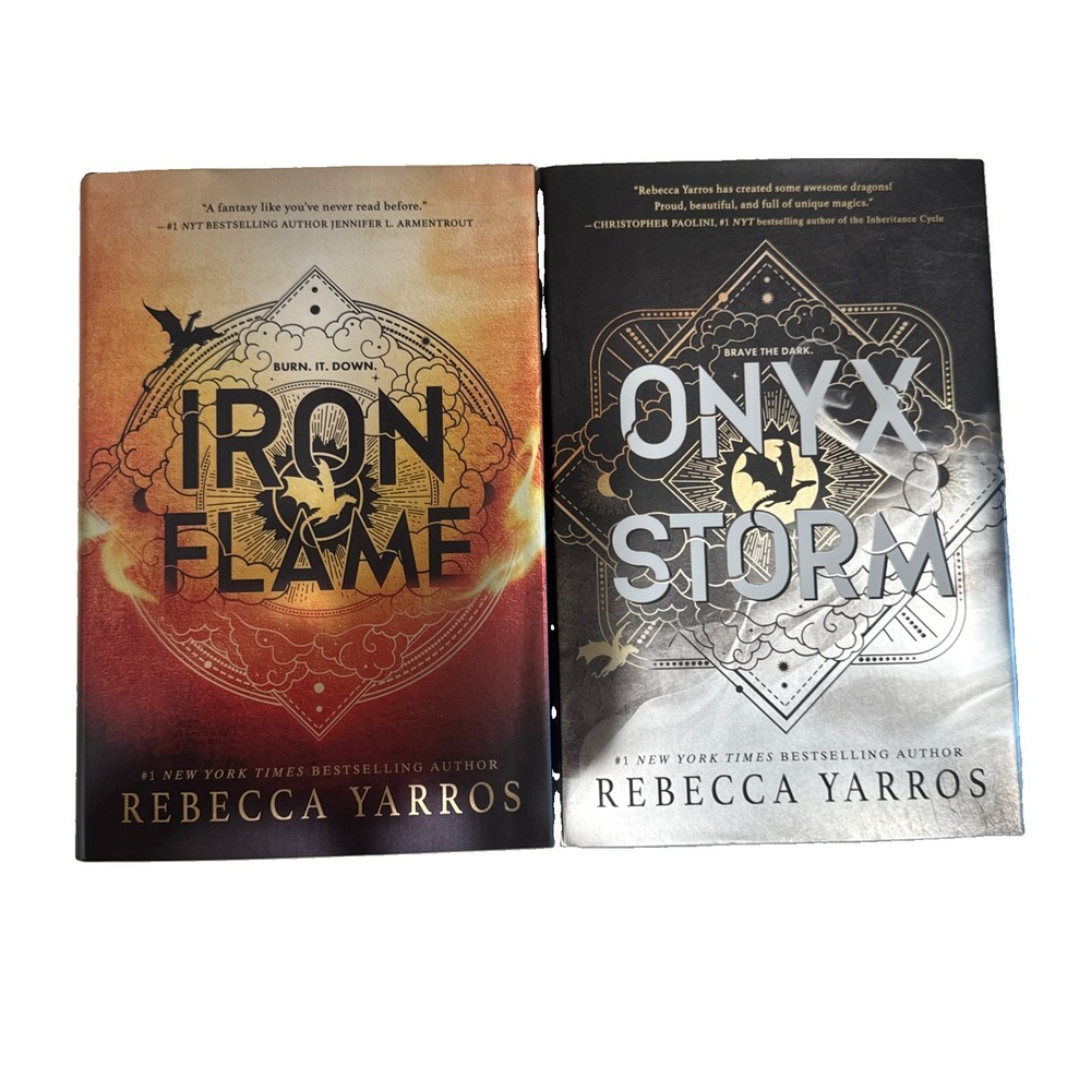 Lot 2 The Empyrean Series Iron Flame Onyx Storm Rebecca Yarros HCDJ Very Good
